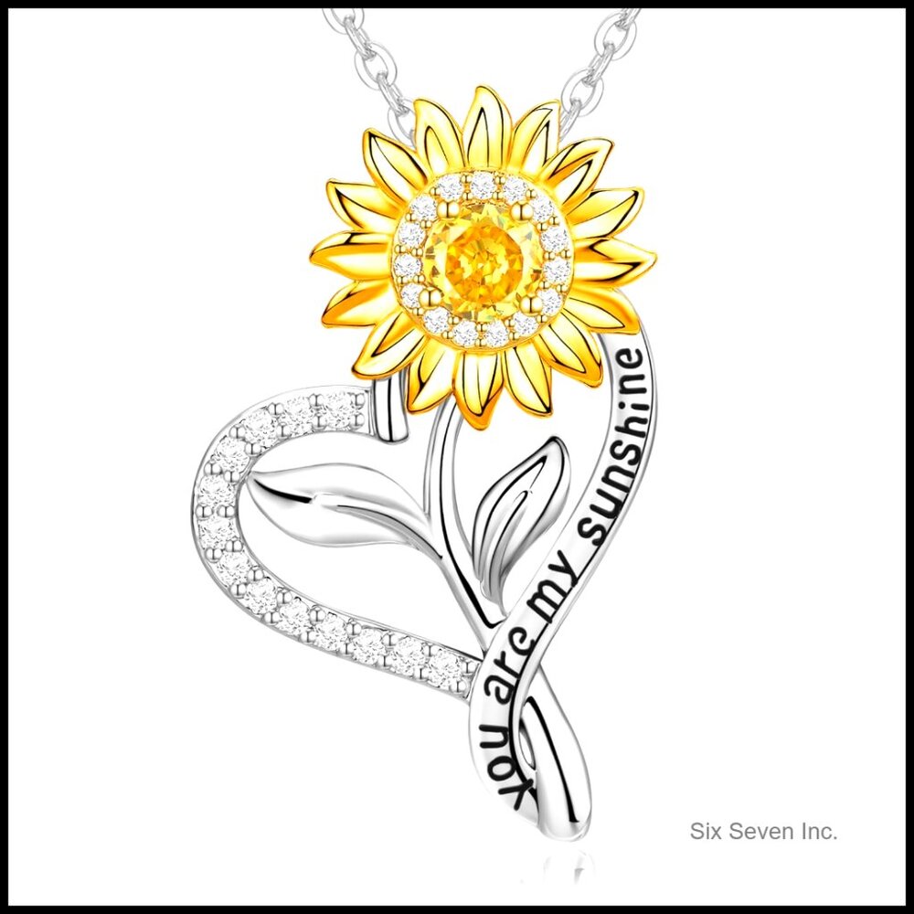 Sunflower Pendant Necklace Sterling Silver Gold Plated Elegant Anniversary Gift
